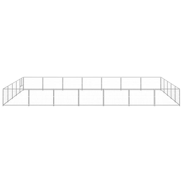vidaXL Hundgård silver 35 m² stål Silver