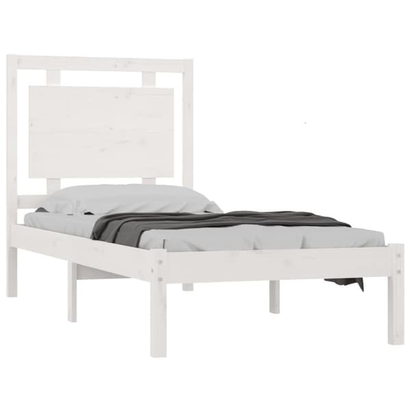 vidaXL Sängram vit massivt trä 90x190 cm Vit