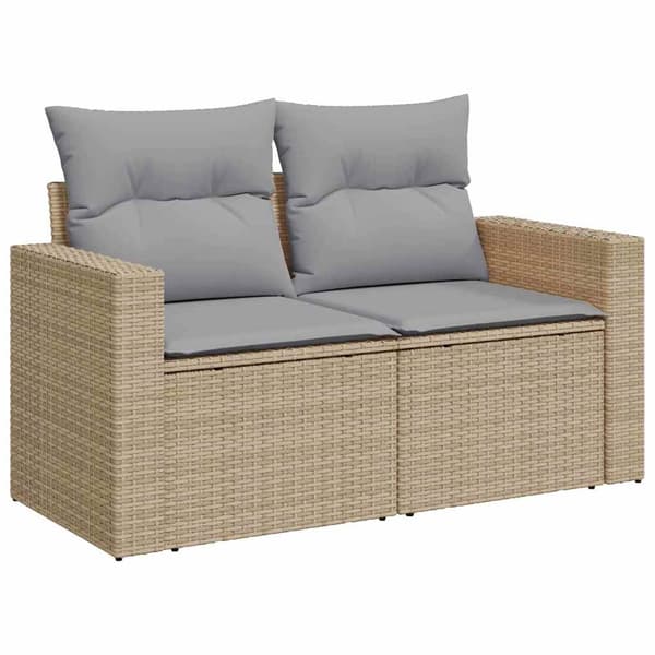 vidaXL Trädgårdsoffset 8 st Beige konstrotting Beige