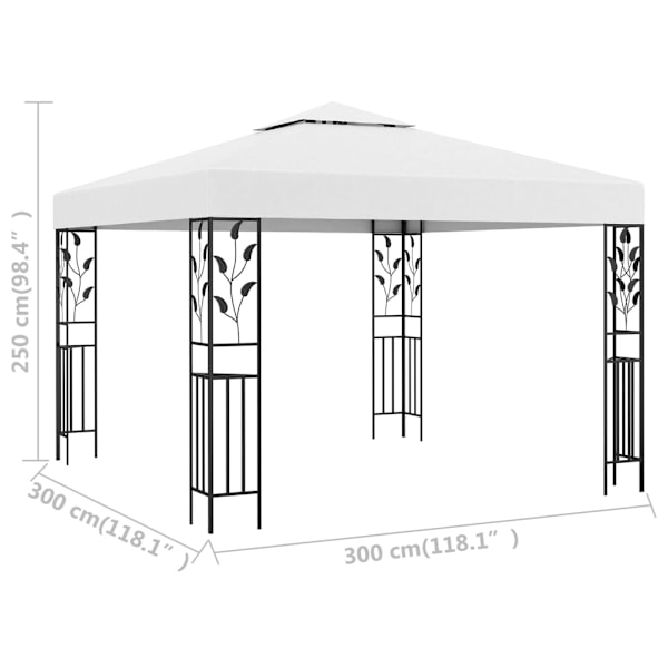 vidaXL Paviljong 3x3 m vit 180 g/m² Vit