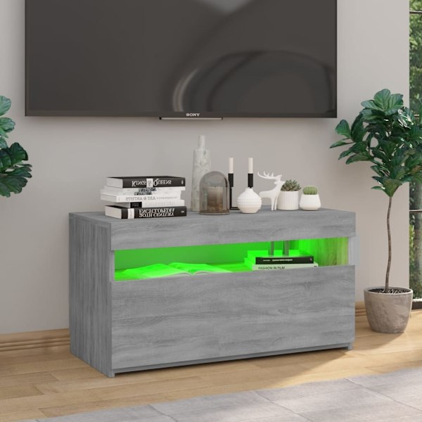 vidaXL Tv-bänk med LED-belysning grå sonoma 75x35x40 cm Grå