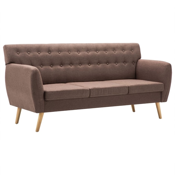 vidaXL 3-sitssoffa med tygklädsel 172x70x82 cm brun Brun