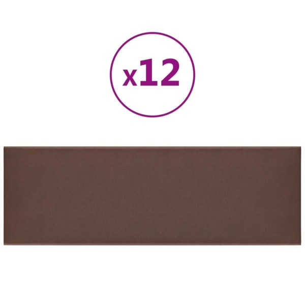 vidaXL Väggpaneler 12 st brun 90x30 cm konstläder 3,24 m² Brun