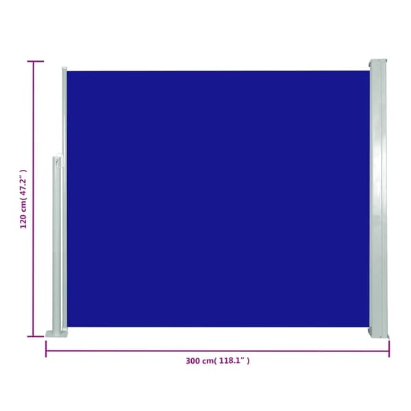 vidaXL Infällbar sidomarkis 120 x 300 cm blå Blå