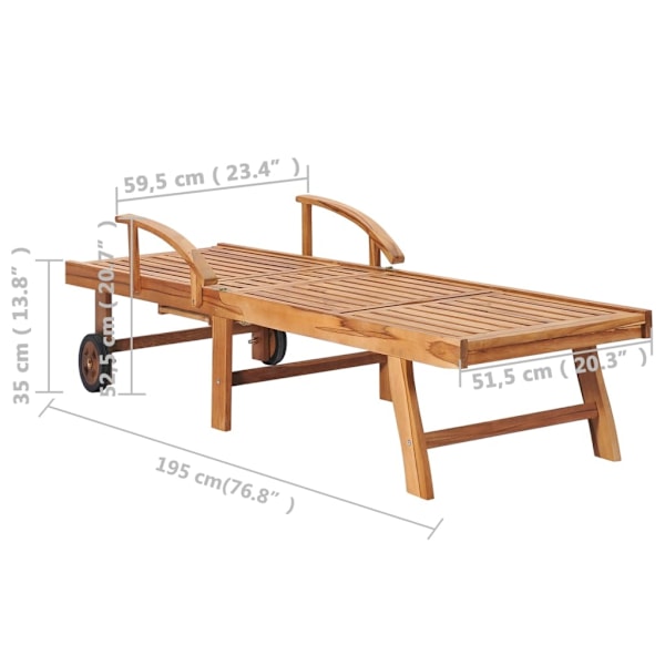 vidaXL Solsäng 2 st med bord och dyna massiv teak Creme