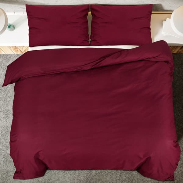 vidaXL Bäddset vinröd 155x220 cm bomull Röd