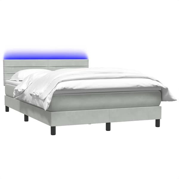 vidaXL Ramsäng med madrass ljusgrå 160x210 cm sammet Grå