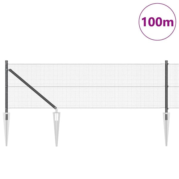 vidaXL Utomhus svetsat trådsgaller med spikar 100 x 0,4 m Grå Mesh Grå