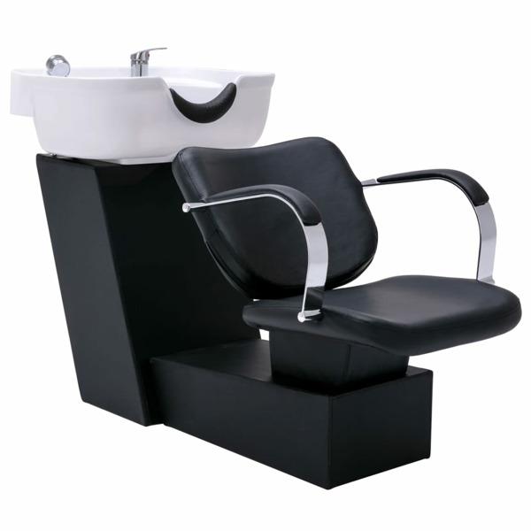 vidaXL Schamponeringsstol med tvättställ svart och vit 137x59x82 Svart