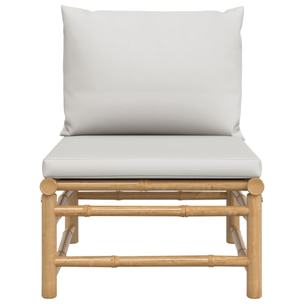 vidaXL Soffa mittdel med ljusgråa dynor bambu Grå
