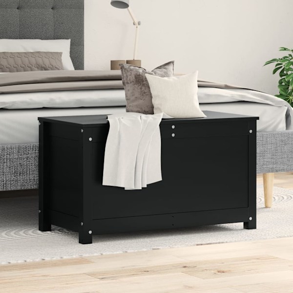 vidaXL Förvaringslåda svart 80x40x45,5 cm massiv furu Svart