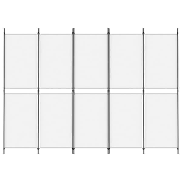 vidaXL Rumsavdelare 5 paneler vit 250x180 cm tyg Vit