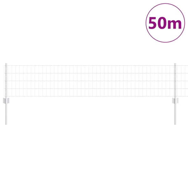 vidaXL Euro Staket med Stöd 50 x 0,4 m Galvaniserat stål Silver Mesh Silver