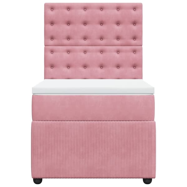 vidaXL Ramsäng med madrass rosa 90x190 cm sammet Rosa