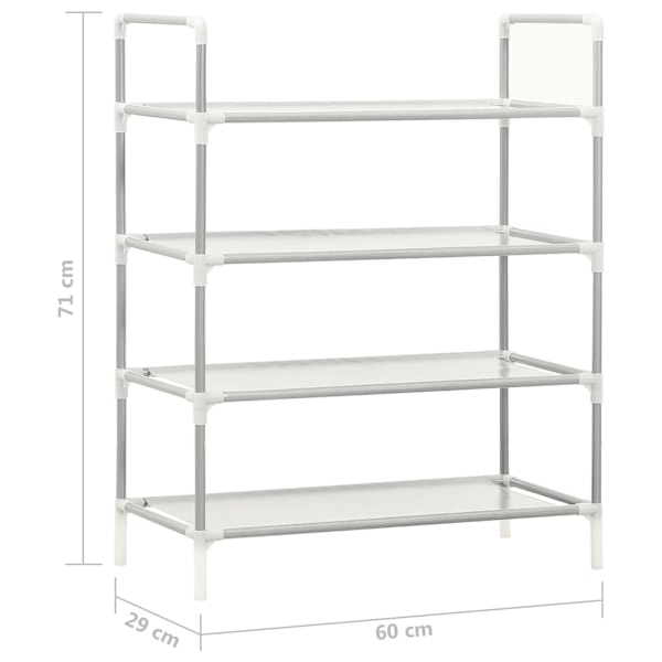 vidaXL Skohylla med 4 hyllor metall och non-woven tyg silver Silver