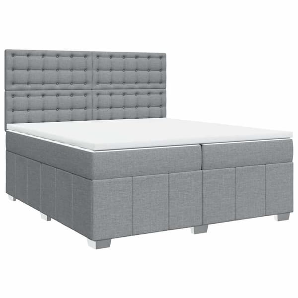 vidaXL Ramsäng med madrass ljusgrå 200x200 cm tyg Grå