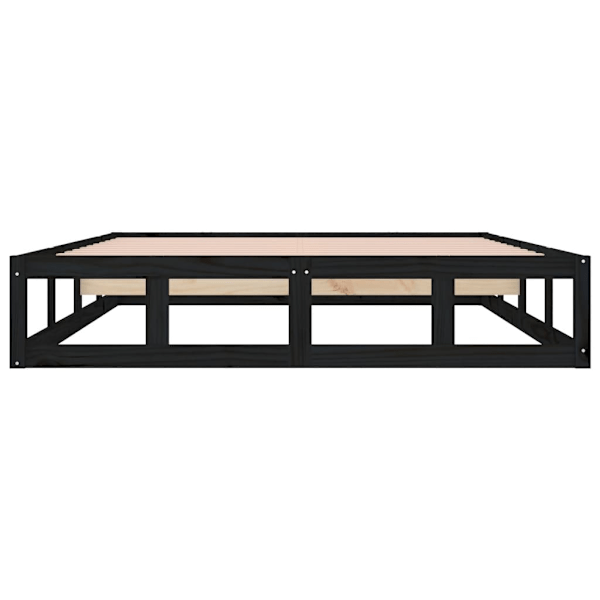 vidaXL Sängram svart 200x200 cm massivt trä Svart