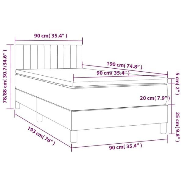 vidaXL Ramsäng med madrass gräddvit 90x190 cm tyg Kräm