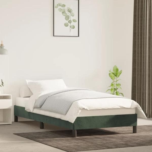 vidaXL Sängram mörkgrön 90x190 cm sammet Grön