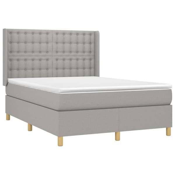 vidaXL Ramsäng med madrass ljusgrå 140x200 cm tyg Grå