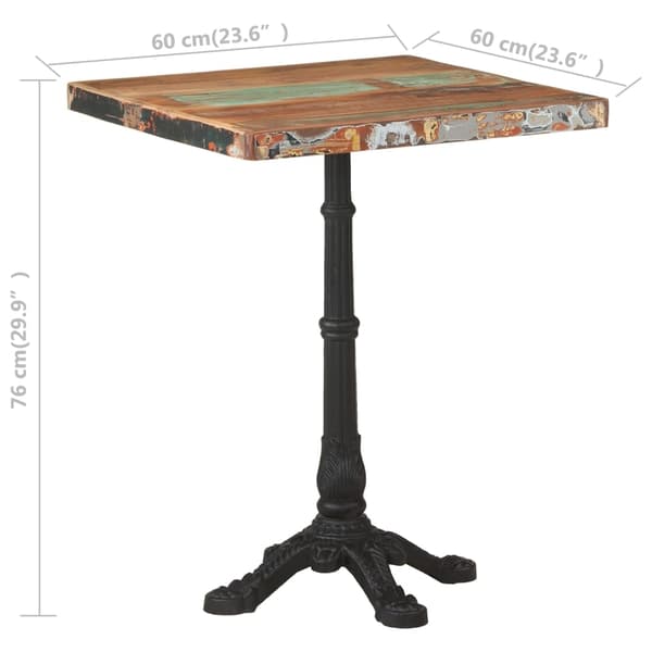 vidaXL Cafébord 60x60x76 cm massivt återvunnet trä Brun