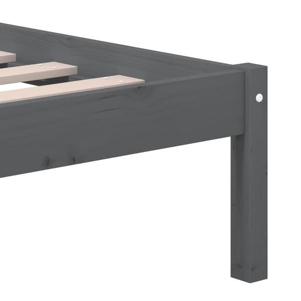 vidaXL Sängram massiv furu 135x190 cm grå Grå