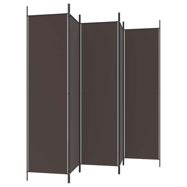 vidaXL Rumsavdelare 5 paneler brun 250x200 cm tyg Brun