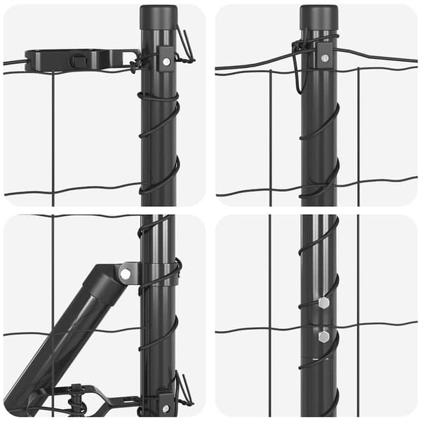 vidaXL Euro Stängsel Markfäste 25 x 1,2 m PVC-belagda stål Grå Mesh Grå