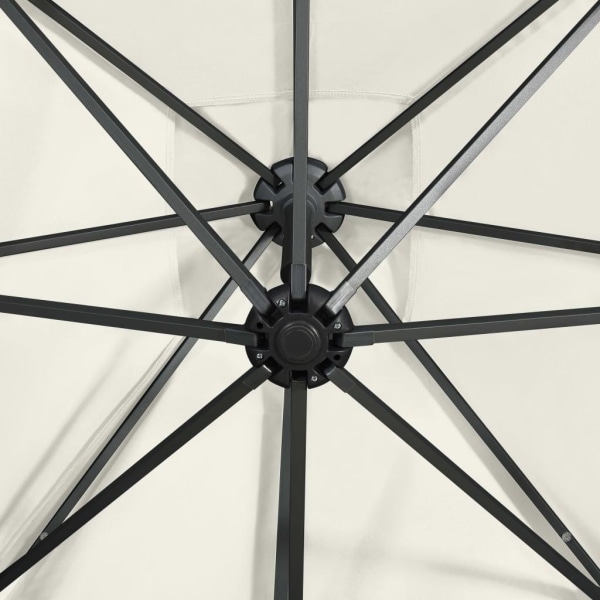 vidaXL Frihängande parasoll med stång och LED sand 300 cm Beige