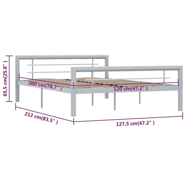 vidaXL Sängram grå och vit metall 120x200 cm grå
