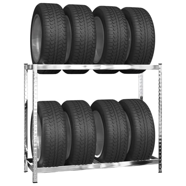 vidaXL Däckställ 2 hyllplan silver 110x40x110 cm stål Silver