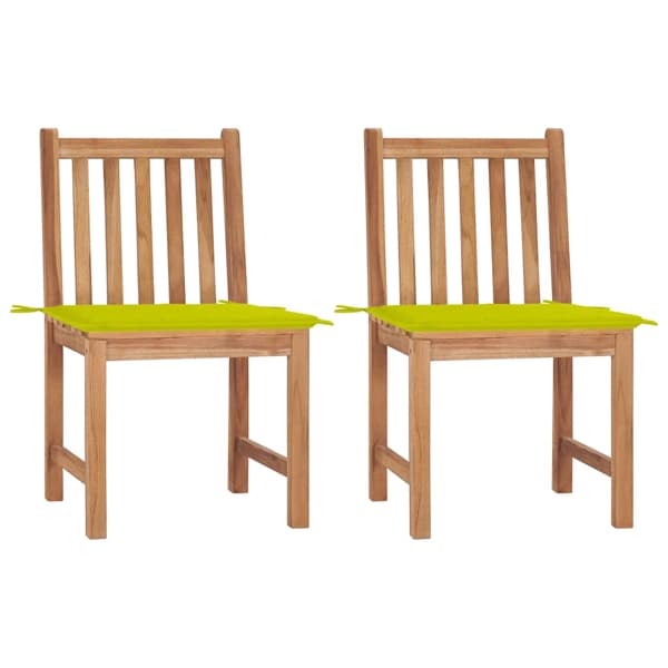 vidaXL Trädgårdsstolar 2 st med dynor massiv teak Grön