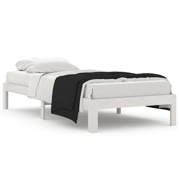 vidaXL Sängram vit massiv furu 90x200 cm Vit