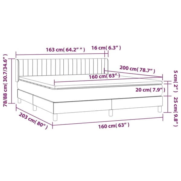 vidaXL Ramsäng med madrass ljusgrå 160x200 cm tyg Grå