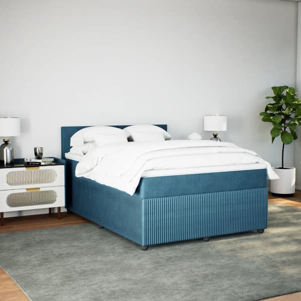vidaXL Ramsäng med madrass blå 160x200 cm sammet Blå