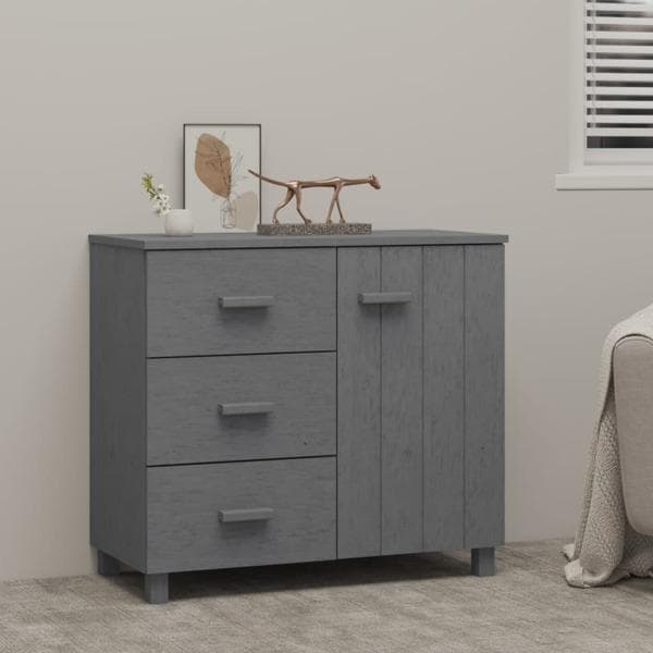 vidaXL Skänk HAMAR mörkgrå 90x40x80 cm massiv furu grå
