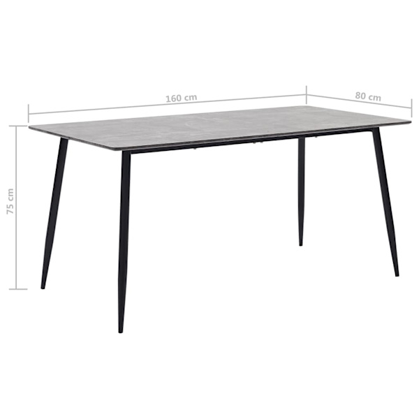 vidaXL Matbord grå 160x80x75 cm MDF grå