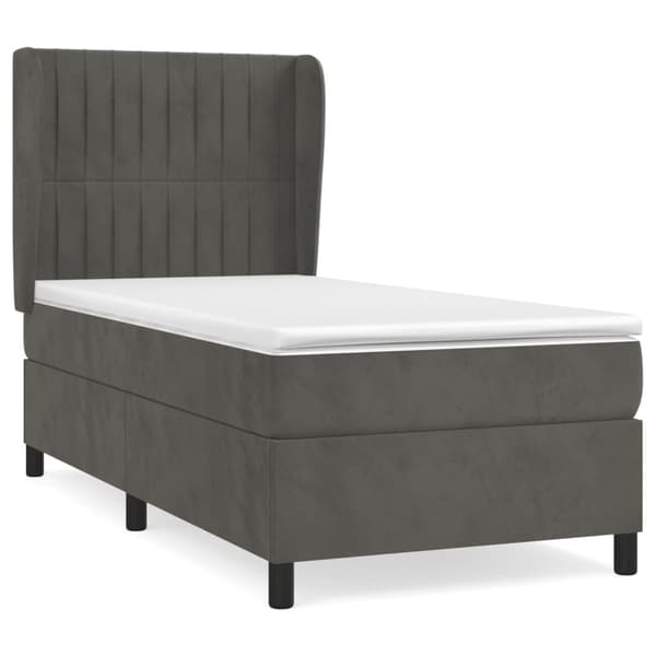 vidaXL Ramsäng med madrass mörkgrå 90x200 cm sammet Grå