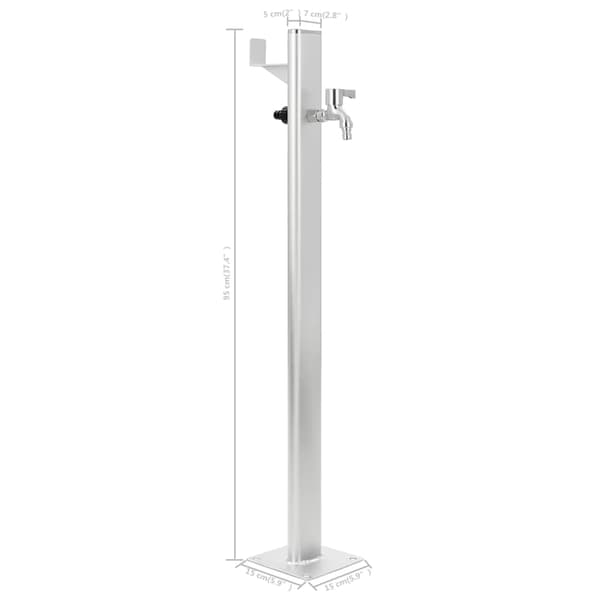 vidaXL Vattenpost för trädgården 95 cm aluminium Silver