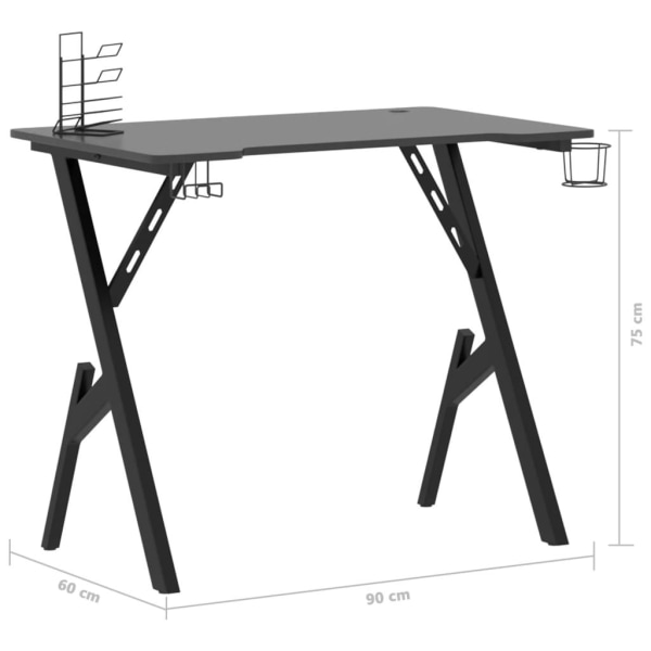 vidaXL Gamingskrivbord med Y-formade ben svart 90x60x75 cm Svart