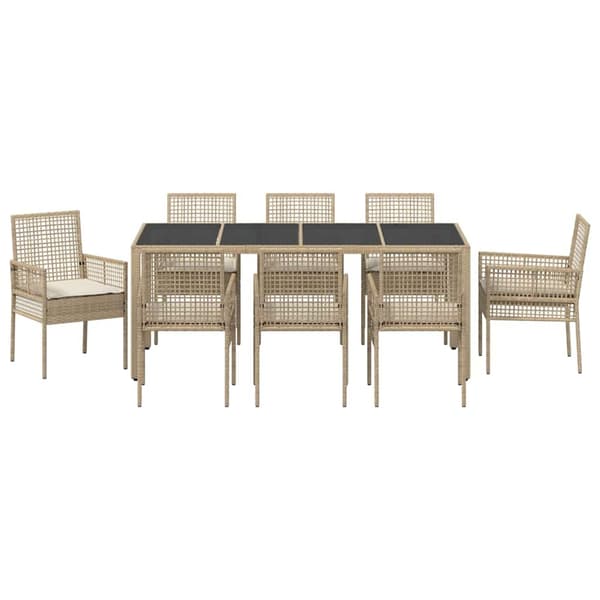 vidaXL Trädgårdsmöbelset 9 st Beige konstrotting Beige