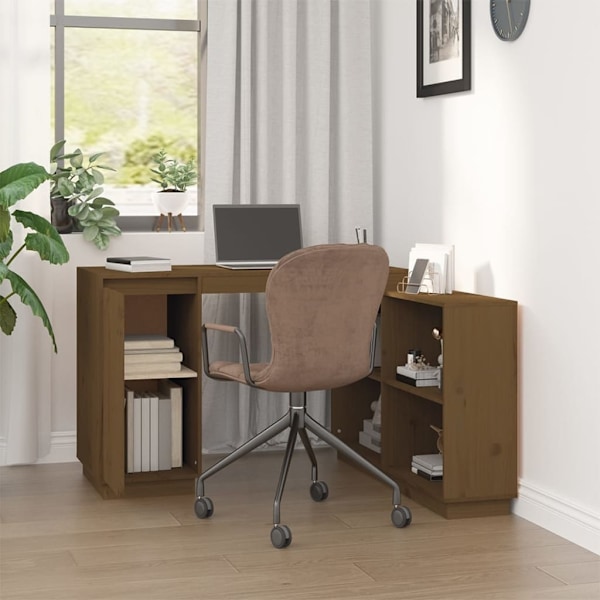 vidaXL Skrivbord honungsbrun 110x50x75 cm massiv furu Brun
