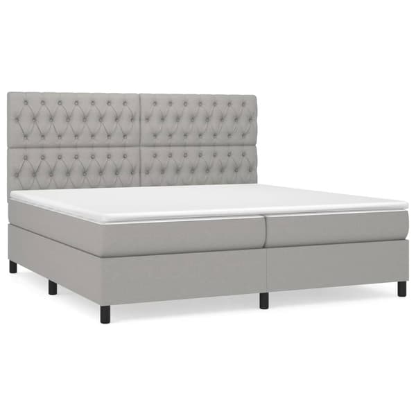 vidaXL Ramsäng med madrass ljusgrå 200x200 cm tyg Grå
