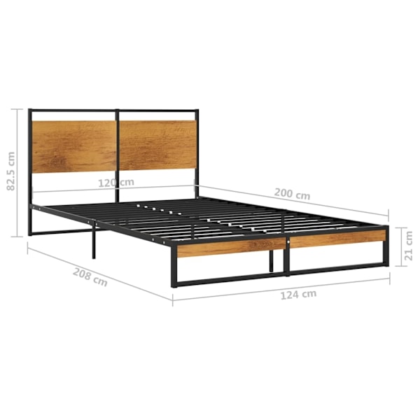 vidaXL Sängram metall 120x200 cm Svart