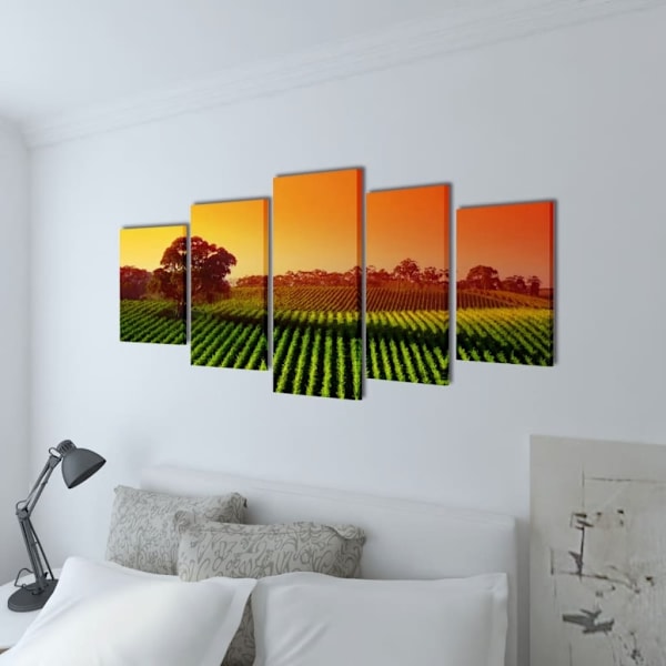 vidaXL Uppsättning väggbonader på duk: fält 200 x 100 cm multifärg