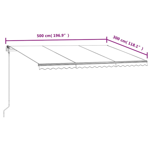 vidaXL Markis automatiskt infällbar 500x300 cm gul och vit Gul