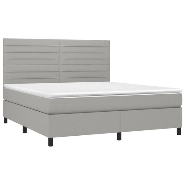 vidaXL Ramsäng med madrass ljusgrå 180x200 cm tyg Grå