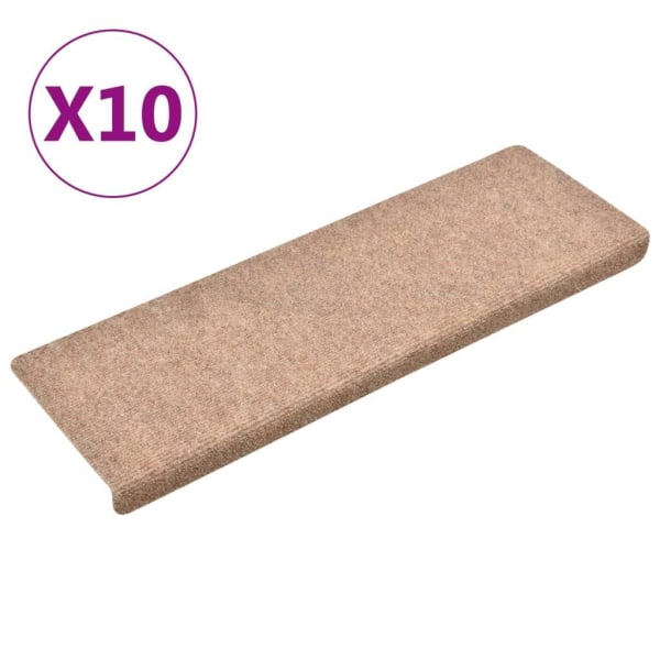 vidaXL Trappstegsmattor 10 st gräddvit 65x21x4 cm brodyr Brun