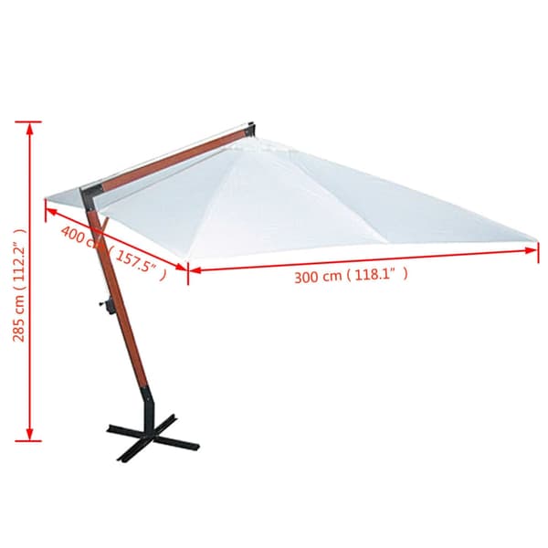 vidaXL Parasoll 300 x 400 cm vit Vit