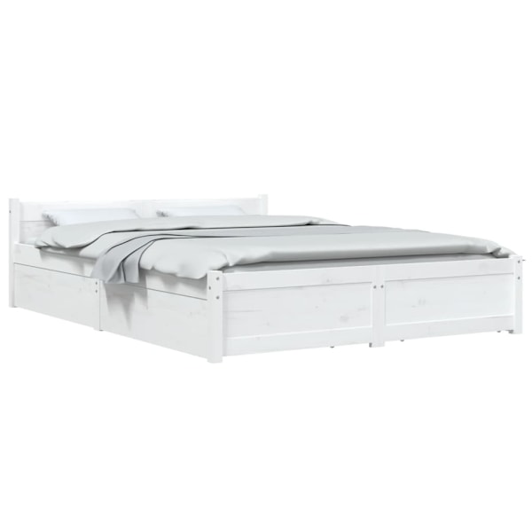 vidaXL Sängram med lådor vit 120x200 cm Vit